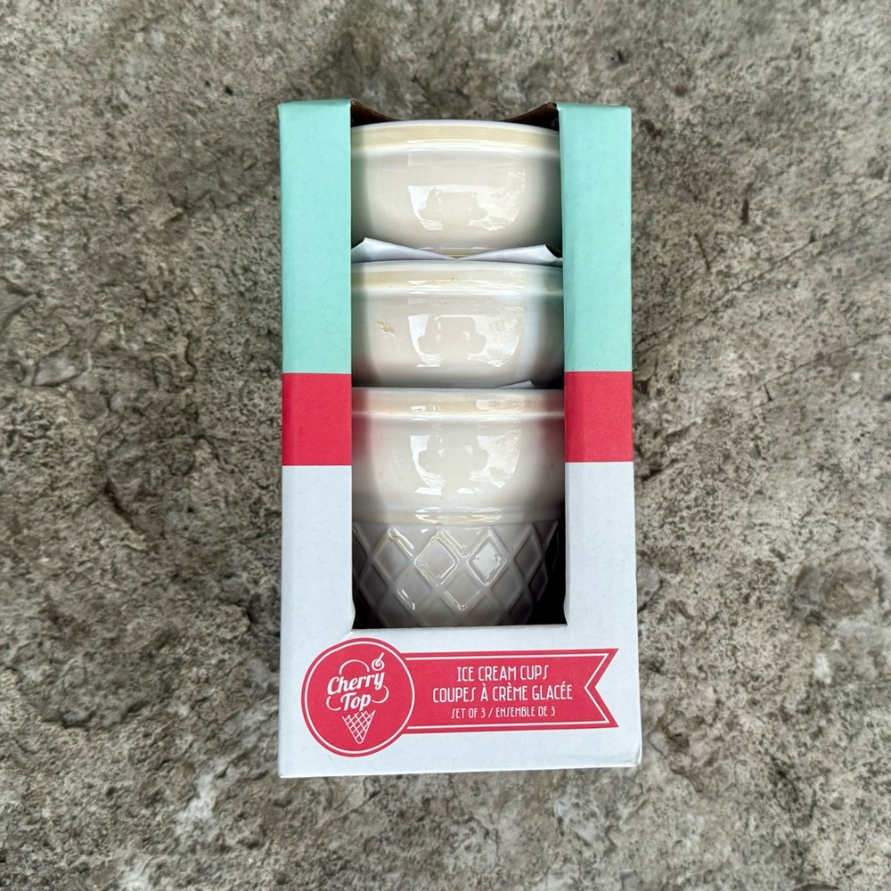 Icecream Cups- Set of 3 Ceramic Cups